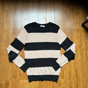 American Apparel Unisex black and blush striped long sleeve size x-small, XS.